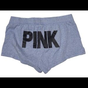 Pink Victoria’s Secret True Y2K 2010 BLUE Spell Out Logo Booty Shorts SZ.L